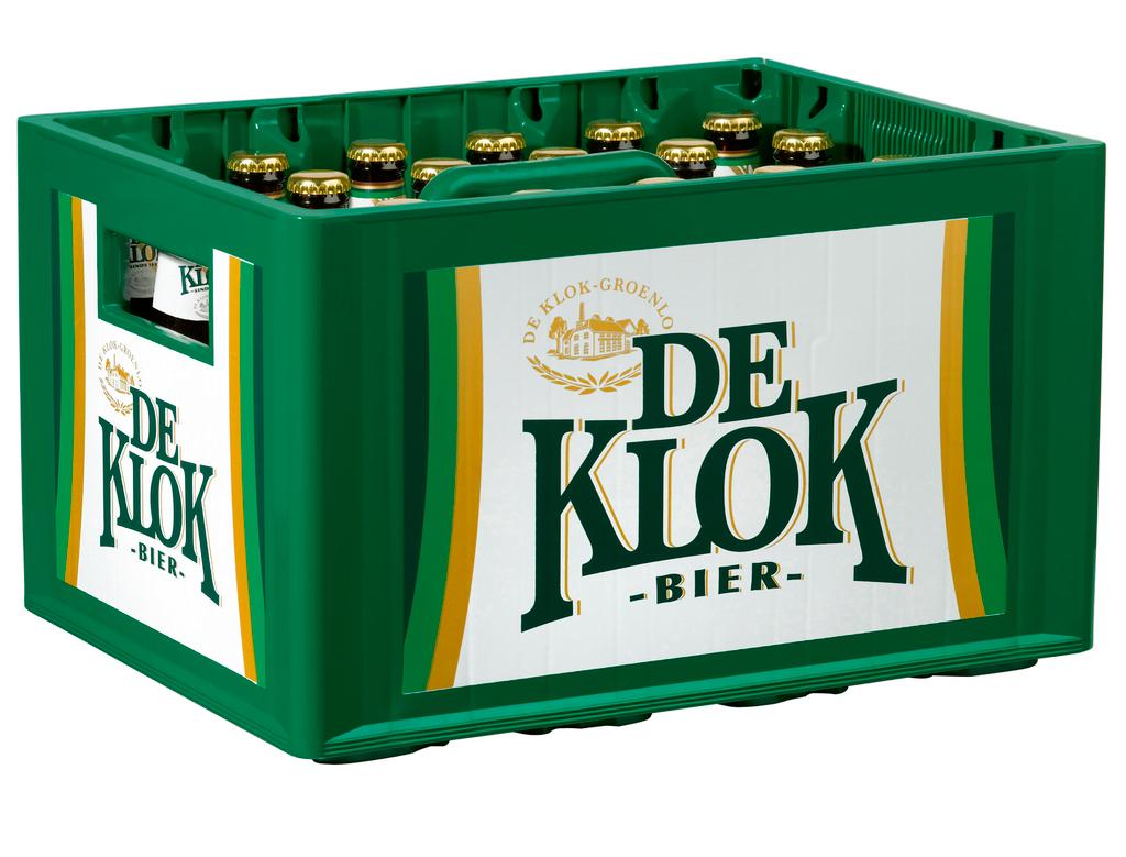 De Klok Bier in krat